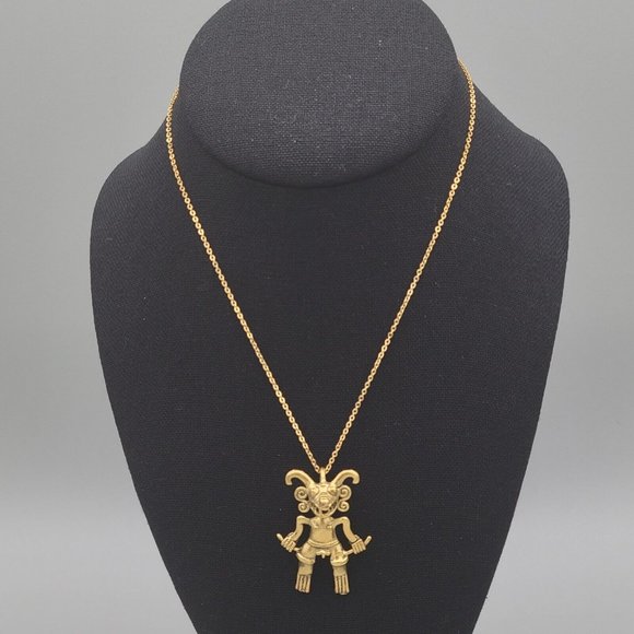 Unisex Gold Tone Chain Fertility God Pendant Fashion Necklace 16 in Spring Ring - Picture 1 of 8